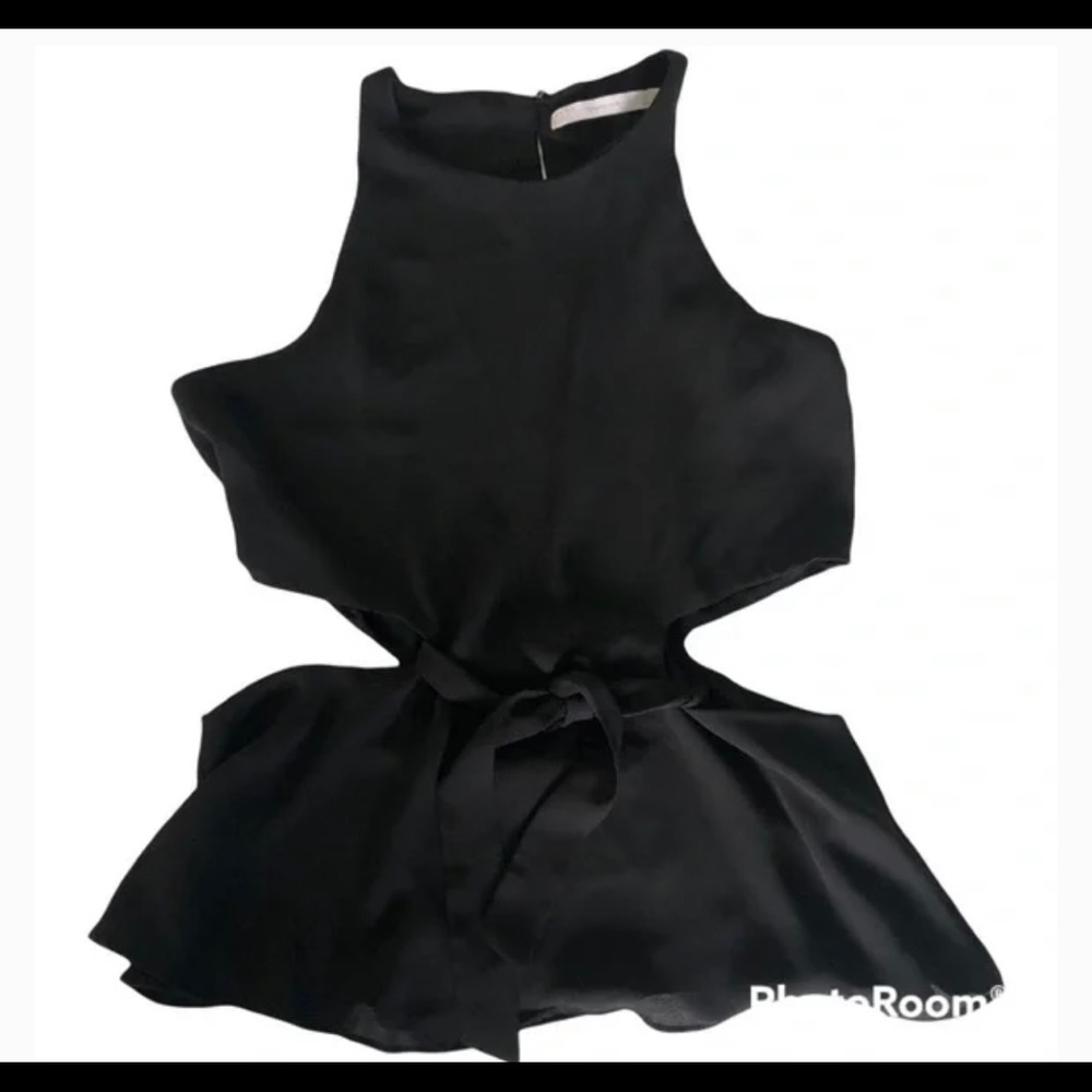 ZARA BLACK BLOUSE WITH SIDE CUT OUT SIZE XS